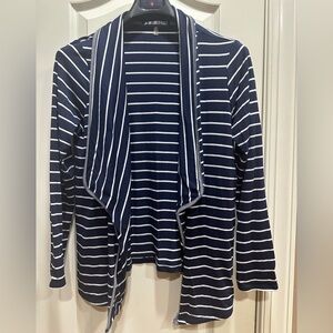 Navy blue white striped casual Blazer